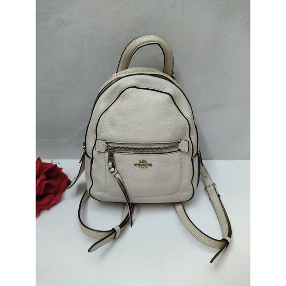 Coach Andi Mini Cream White Pebble Leather Top Handle Zipper Backpack main image 7